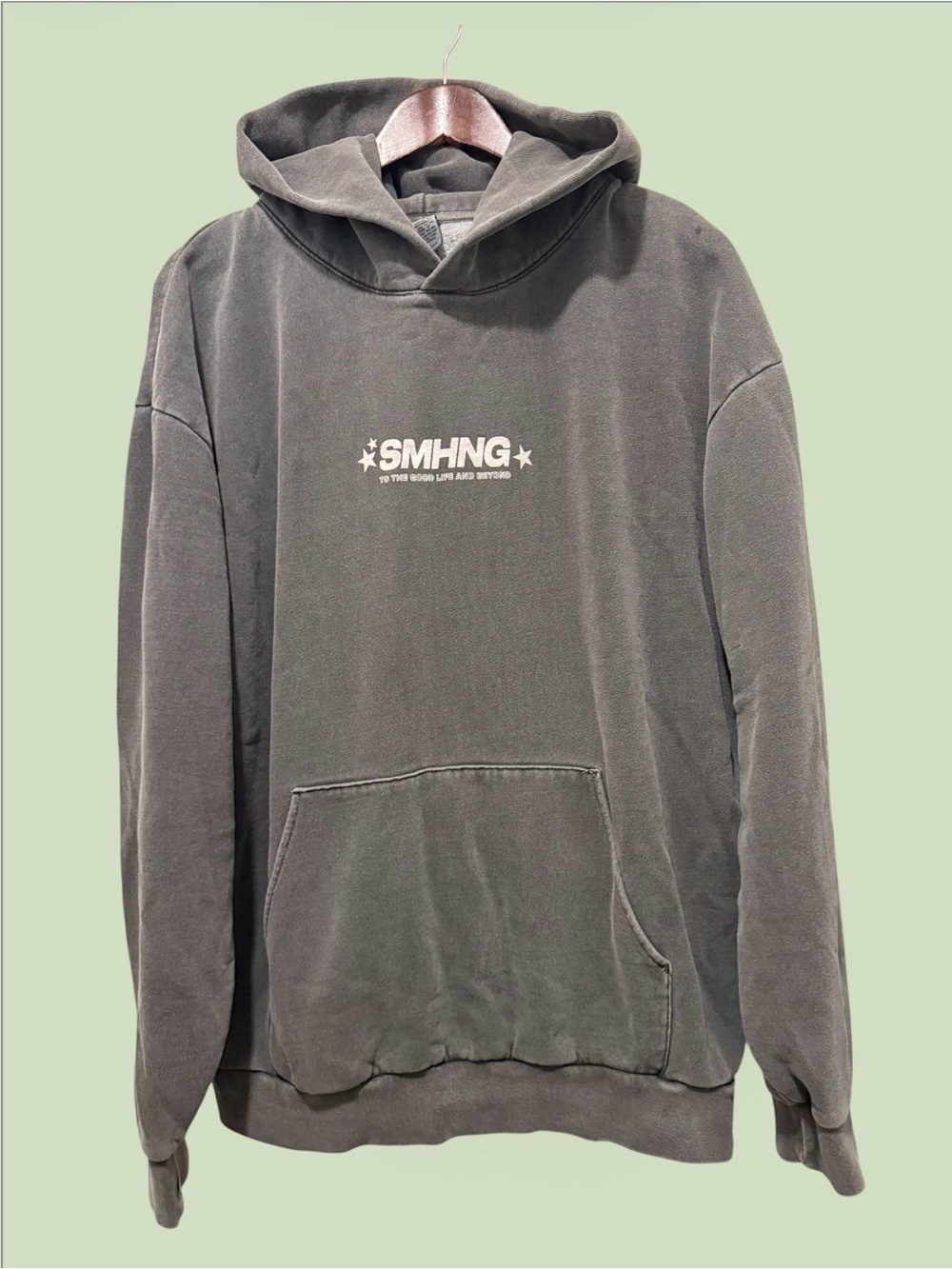 SMHNG Men’s Hooded Sweatshirt in Faded Grey Color Size L